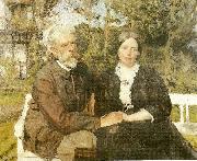 Julius Paulsen laurits tuxen og hustru frederikke i haven ved villa dagminne i skagen oil painting artist
